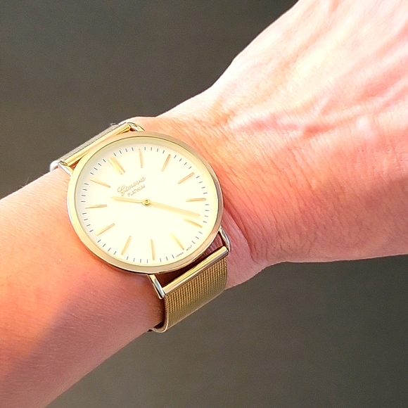 Statement Watch, Gold-tone, Large White Face, Roman Numerals, Japan Movement - Picture 2 of 12